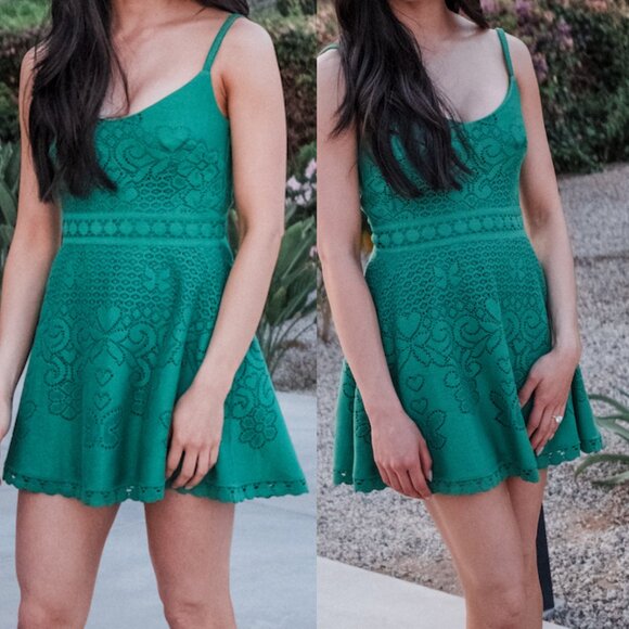 Valentino Garavani Pointelle-Knit Cotton-Blend Mini Dress Emerald Green $2980 - Picture 4 of 4
